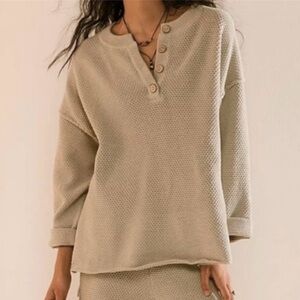 Free People Waffle Hailee Sweater Top